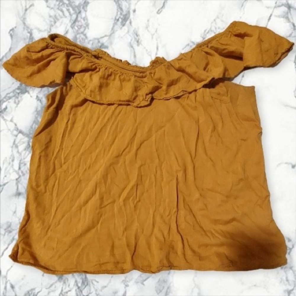 Old Navy Mustard Off-Shoulder Blouse
